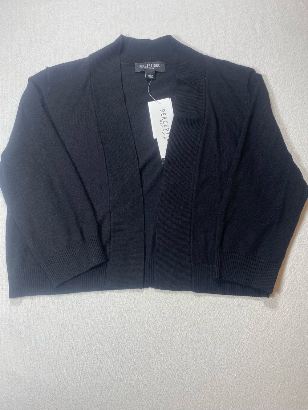 Perceptions Black Open-Front Cropped Cardigan